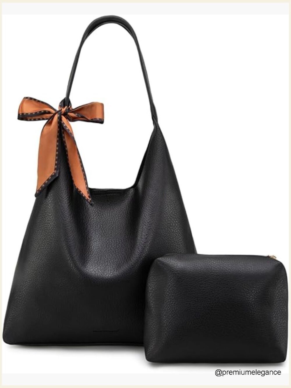 Slouchy Hobo Shoulder Bag with Scarf Tote Purse